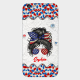 Messy Bun Girl - Personalized Independence Day/ 4th of July Full Print Phone Case