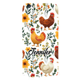 Cute Floral Chickens - Personalized Chicken Full Print Phone Case