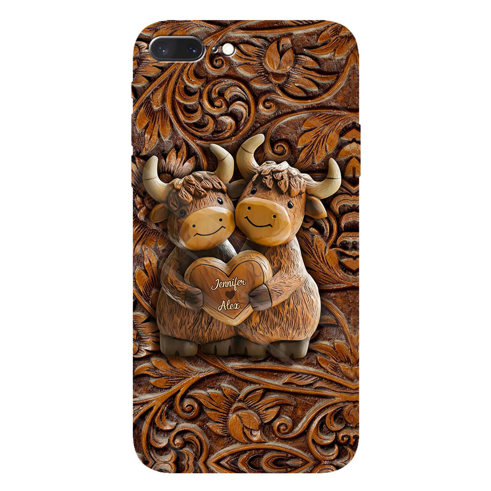 Cute Highland Cow Couple - Personalized Highland Cow Full Print Phone Case