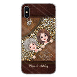 Like Mother Like Daughter - Personalized Mother's Day Mother Phone Case With Leather Pattern Print