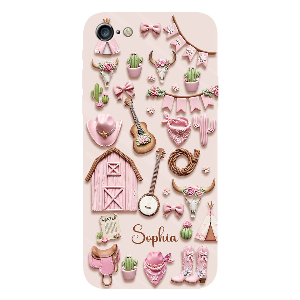 Pink Cowgirl - Personalized Cowgirl Full Print Phone Case