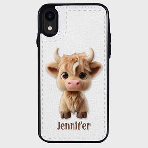 Cute Highland Cow - Personalized Highland Cow Foldable Wallet Phone Case