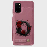 Alphabet Red Rose And Butterflies - Personalized Luxury Wallet Phone Case