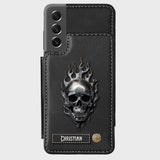 Fire Skull - Personalized Skull Wallet Phone Case