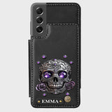 Beautiful Skull And Roses - Personalized Skull Wallet Phone Case