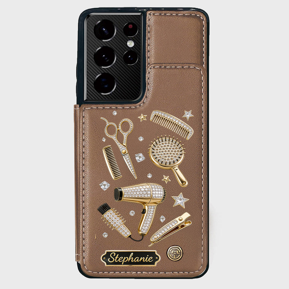 Hairdresser Scissors Salon Decor - Personalized Hairdresser Wallet Phone Case