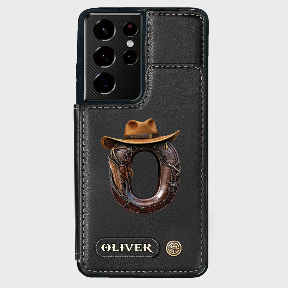 Western Style Name Initial Letter - Personalized Cowboy/Cowgirl Wallet Phone Case