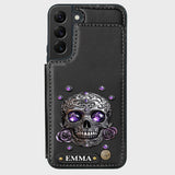 Beautiful Skull And Roses - Personalized Skull Wallet Phone Case