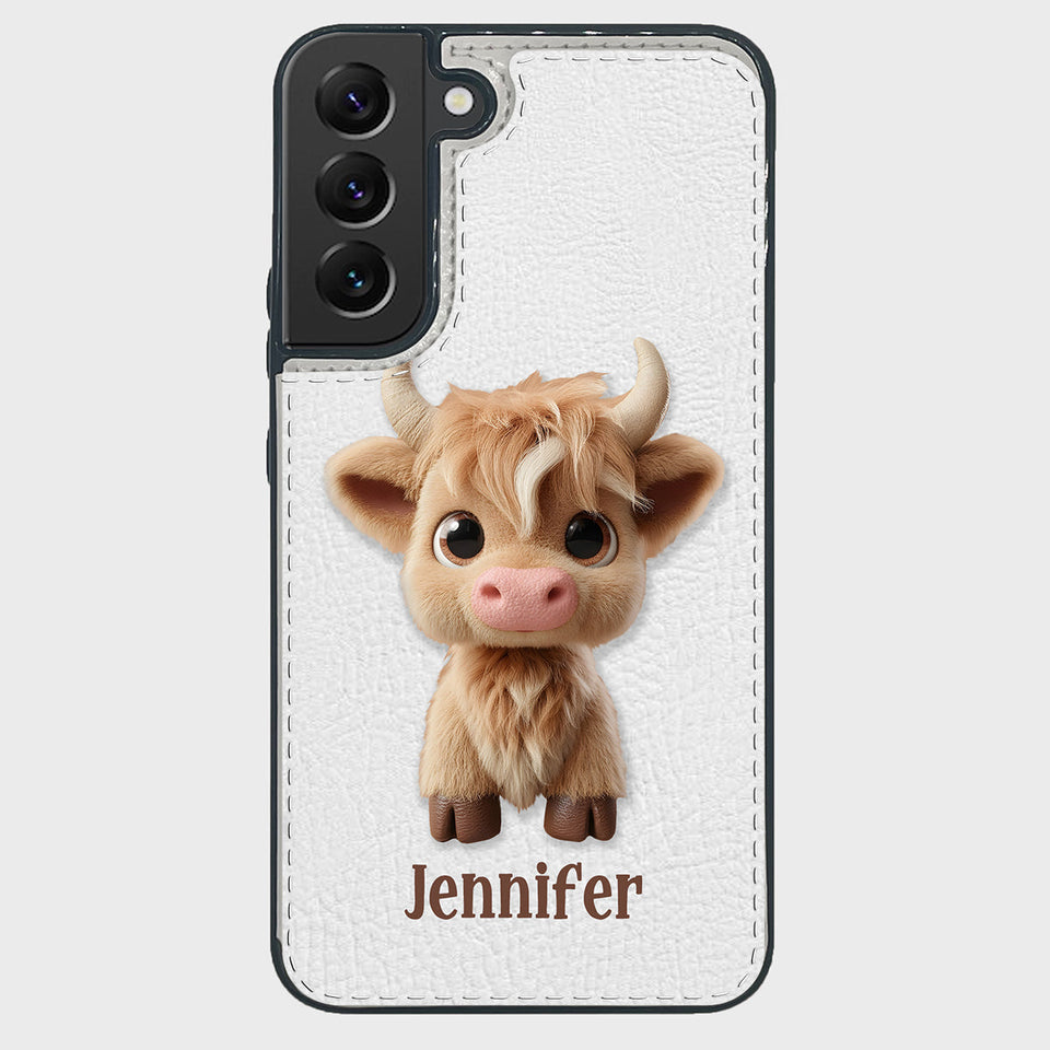 Cute Highland Cow - Personalized Highland Cow Foldable Wallet Phone Case