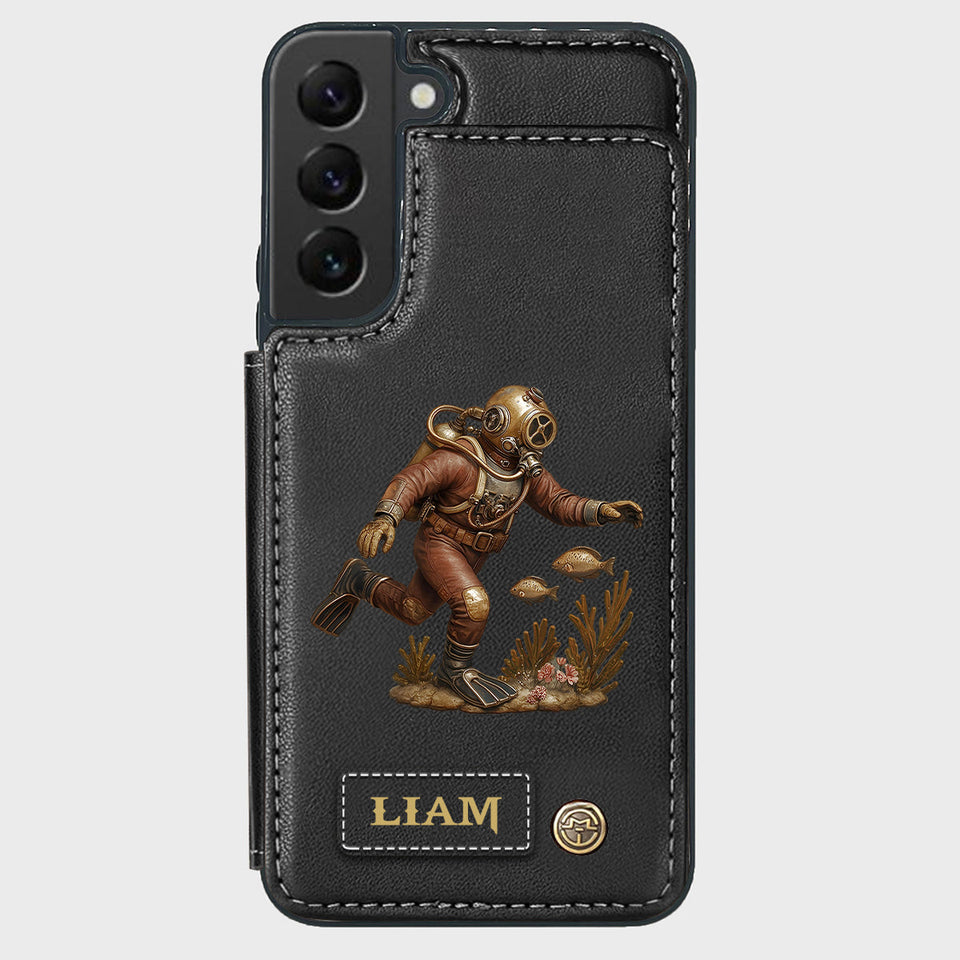 Scuba Diving Lovers Gift - Personalized Scuba Diving Wallet Phone Case