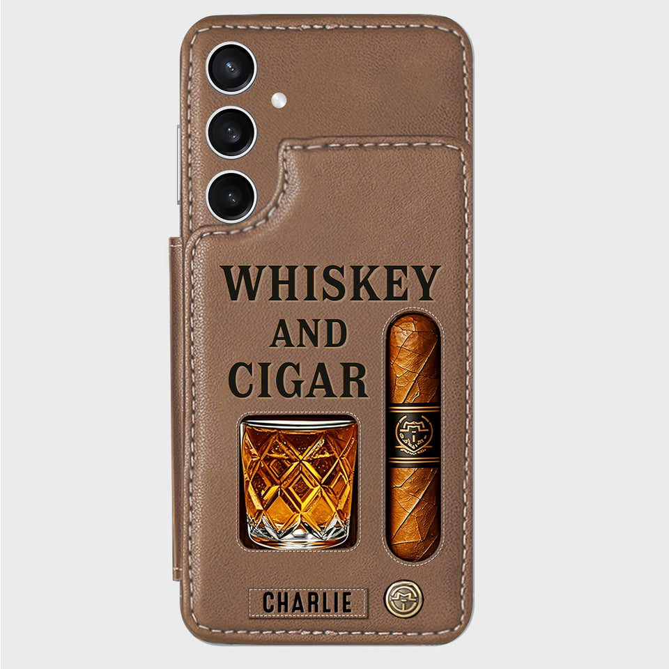 Whiskey & Cigar - Personalized Whisky Wallet Phone Case