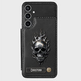 Fire Skull - Personalized Skull Wallet Phone Case