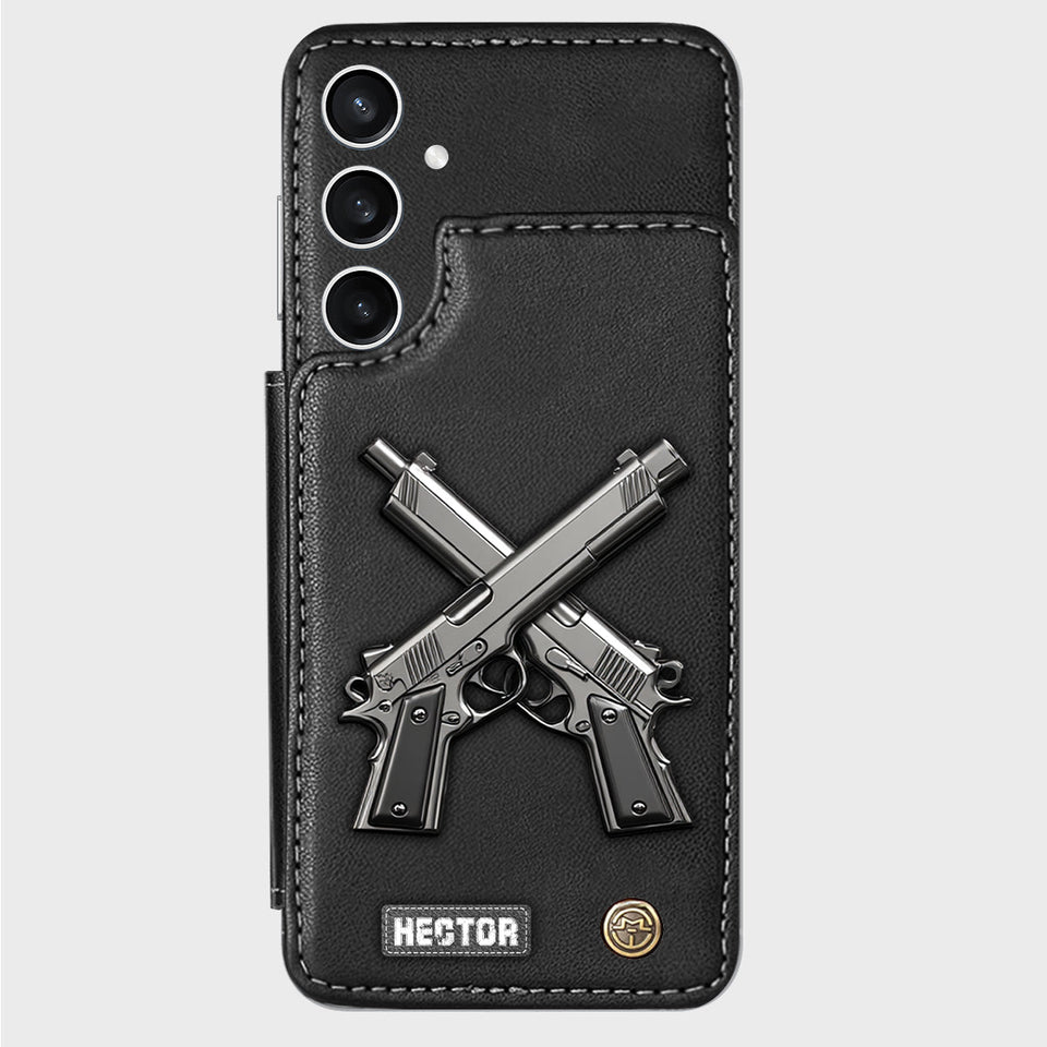 Crossed Pistols - Personalized Tactical equipment Wallet Phone Case