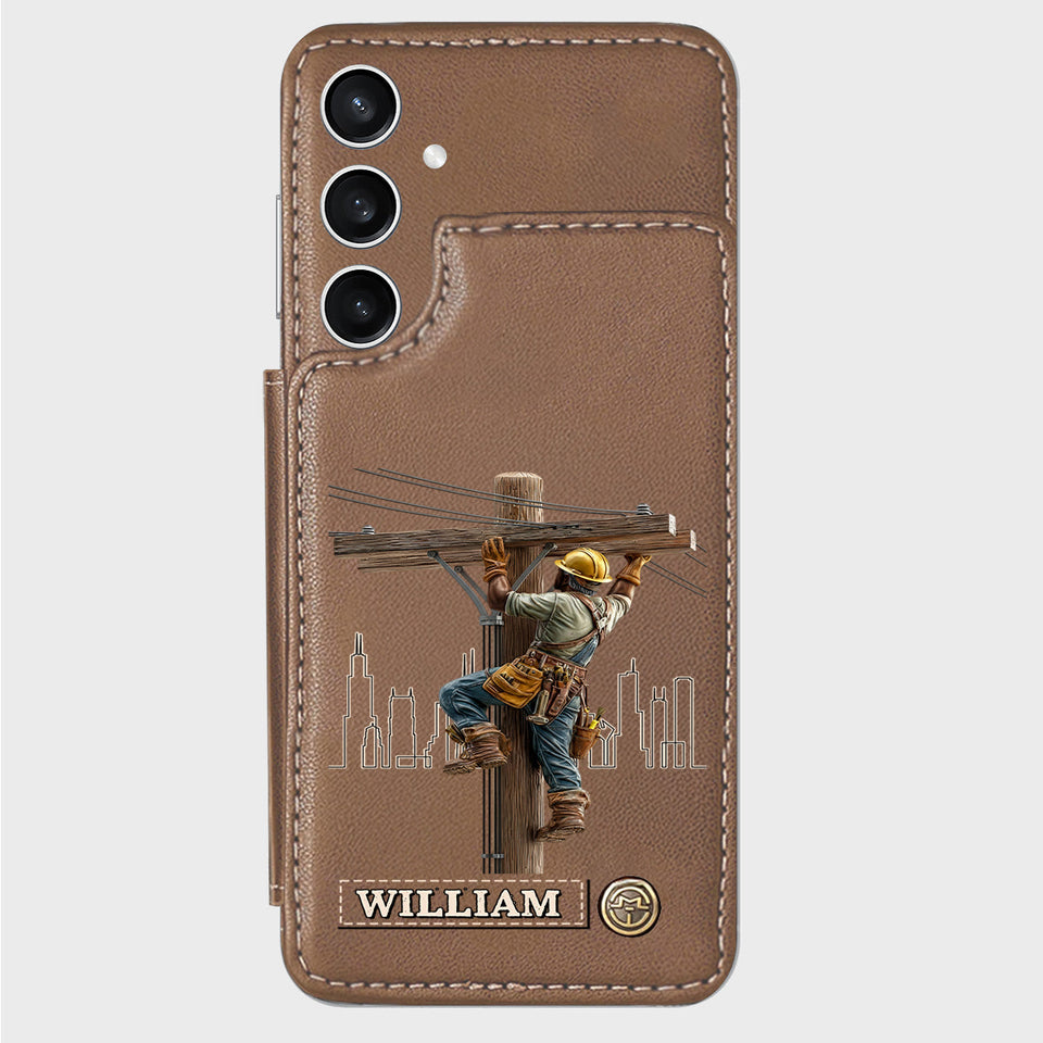 Strength Of The Line - Personalized Lineman Wallet Phone Case
