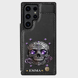 Beautiful Skull And Roses - Personalized Skull Wallet Phone Case