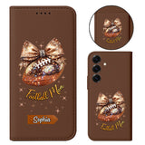 Glitter Football - Personalized Football Wallet Phone Case With Strap