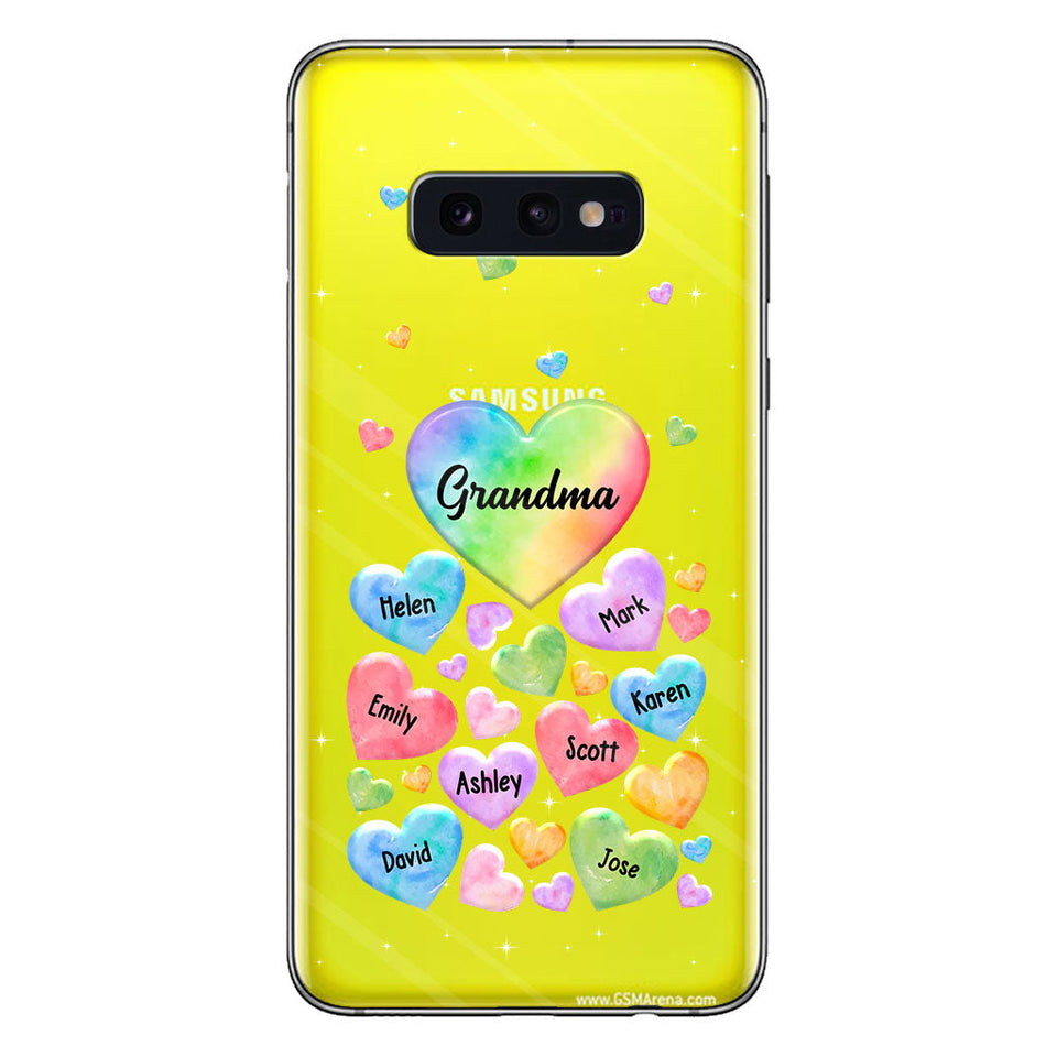 Colorful Heart Of Grandma Mother - Gift for grandma, grandma, mom - Personalized Clear Phone Case
