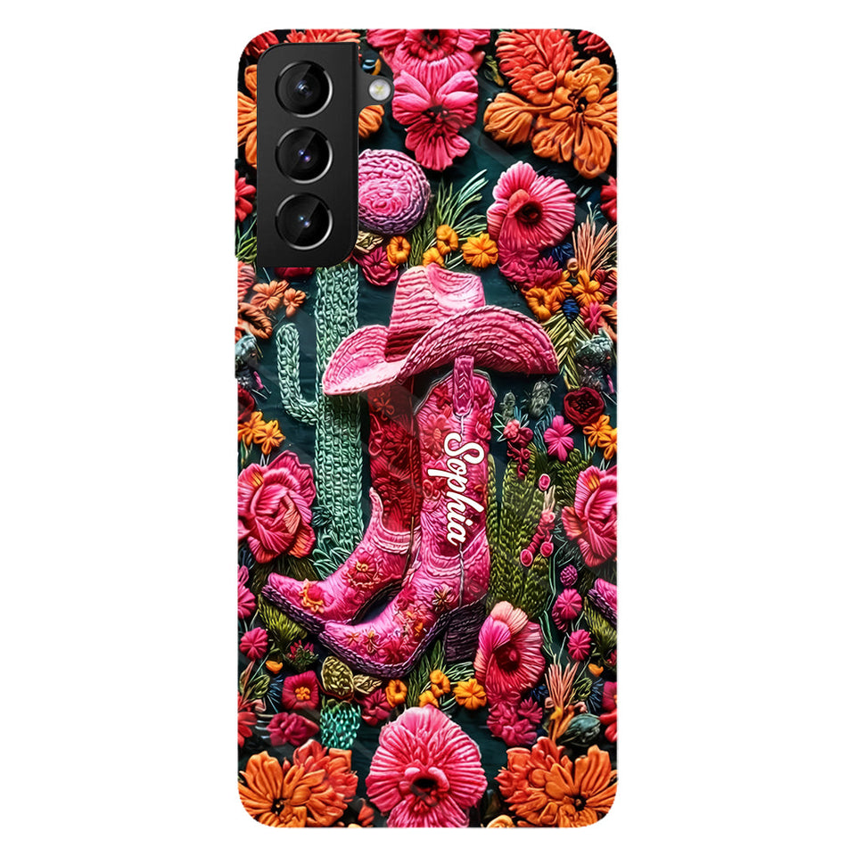 Pink Cowgirl - Personalized Country Girl Full Print Phone Case