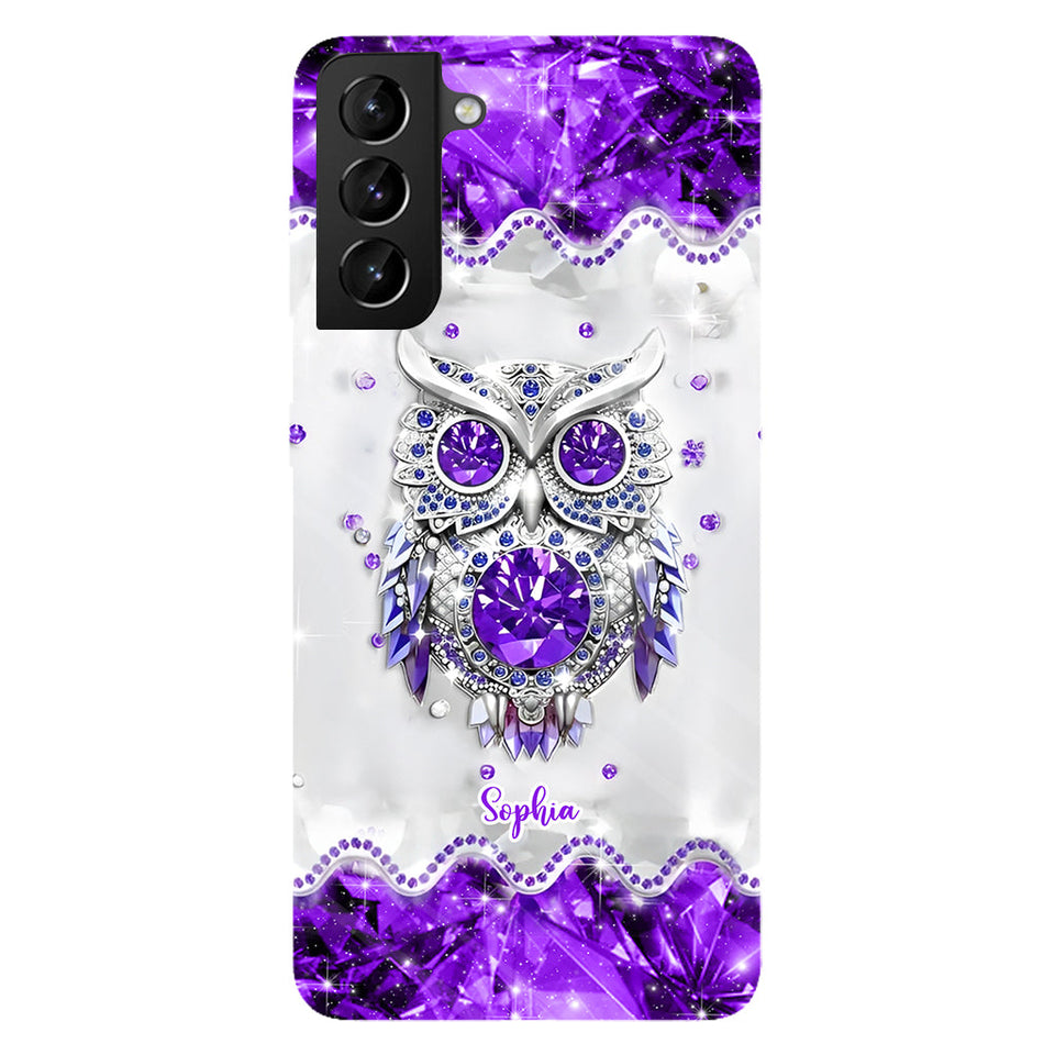 Purple Owl - Personalized Owl Full Print Phone Case