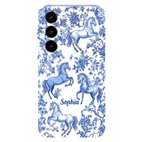 Horse Blue & White Toile de Jouy - Personalized Horse Full Print Phone Case