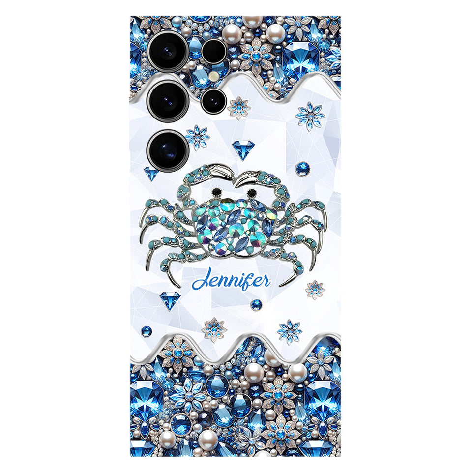 Elegant Blue Crab - Personalized Sea Lover Full Print Phone Case