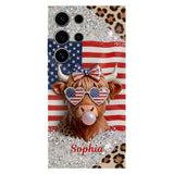 Highland Cow Patriotic - Personalized Highland Cow Full Print Phone Case & Phone Grip