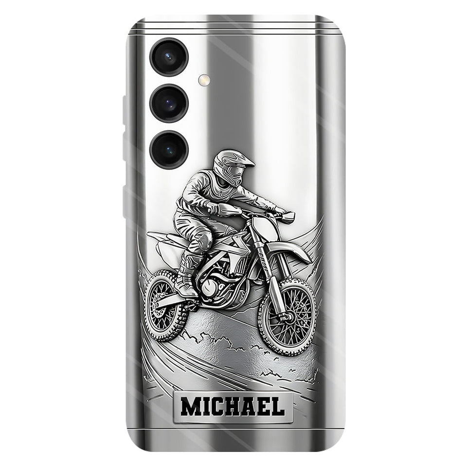 Metalic Dirt Bike/ Motocross - Personalized Dirt Bike Full Print Phone Case