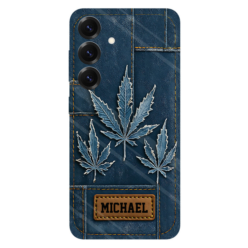 Distressed Denim Marijuanas - Personalized Weed Full Print Phone Case