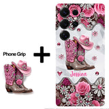 Cowgirl Boots - Personalized Cowgirl Full Print Phone Case & Phone Grip