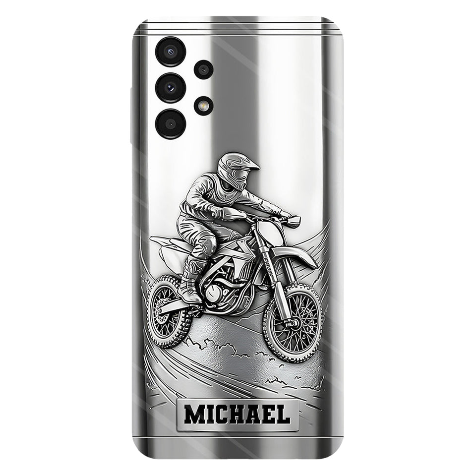 Metalic Dirt Bike/ Motocross - Personalized Dirt Bike Full Print Phone Case