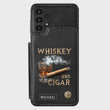 Whiskey And Cigar - Personalized Whisky Wallet Phone Case