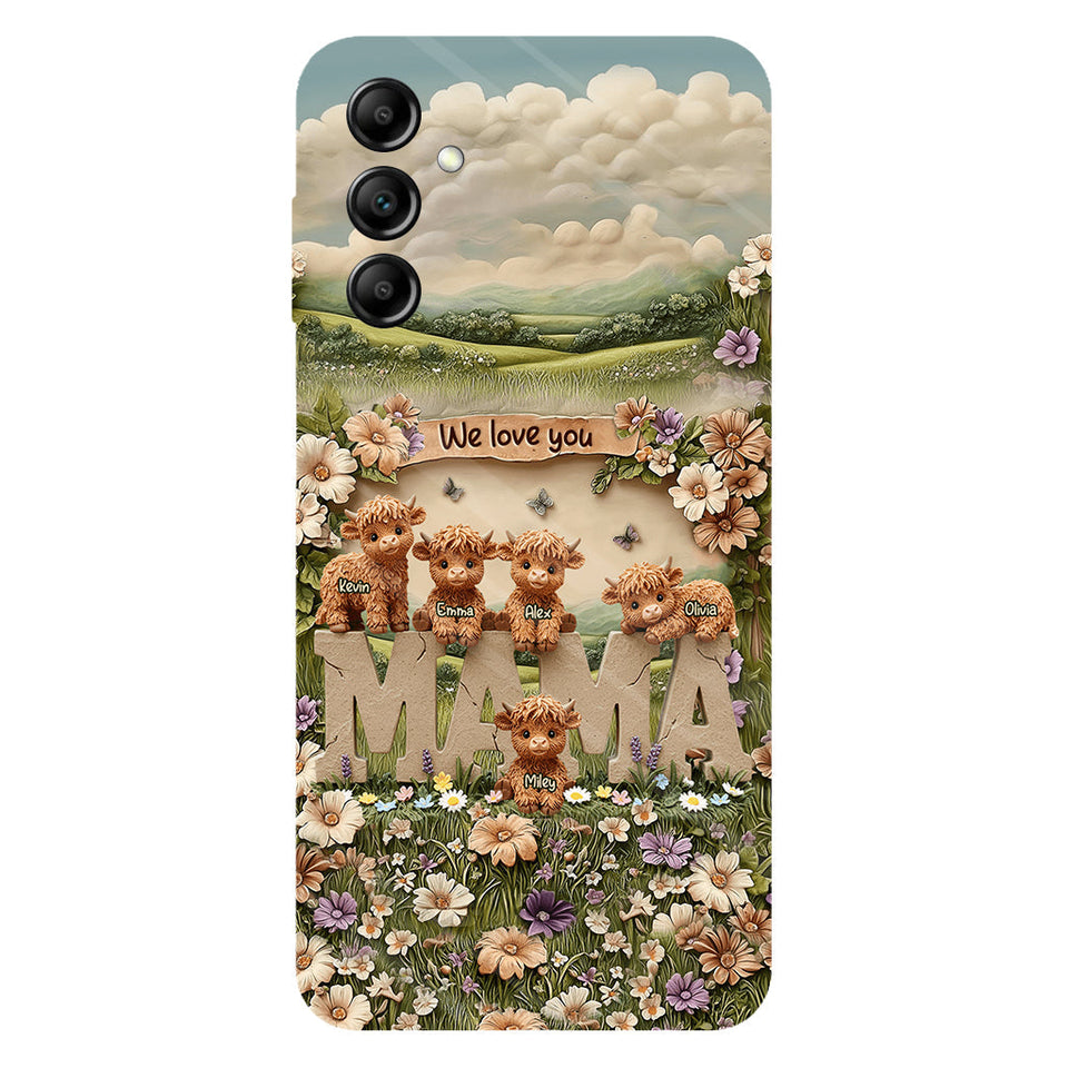 Cute Highland Cow Mama, Grandma - Personalized Mother Full Print Phone Case