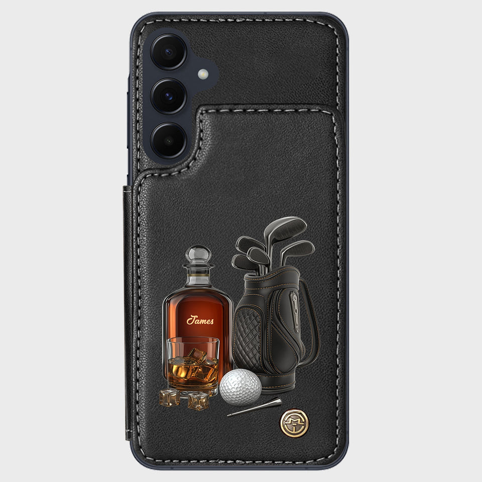 Whiskey & Golf - Personalized Golf Wallet Phone Case