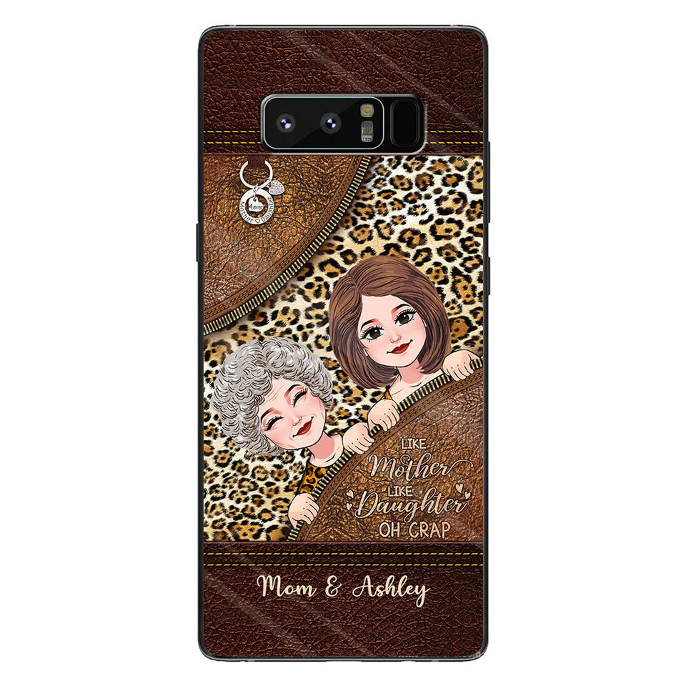 Like Mother Like Daughter - Personalized Mother's Day Mother Phone Case With Leather Pattern Print