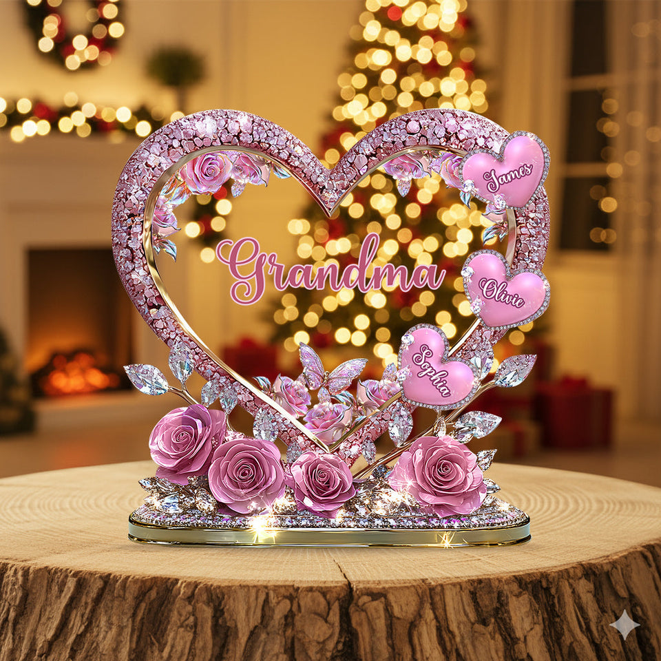 Sweethearts Christmas Gift for Grandma, Mom - Personalized Custom Shaped Acrylic Plaque
