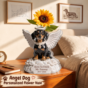 Angel Dog - Personalized Dog Custom Shape Acrylic Flower Vase