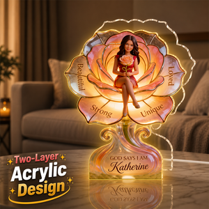 Any Photo Custom Birth Flower - Personalized Self Love Acrylic LED Night Light