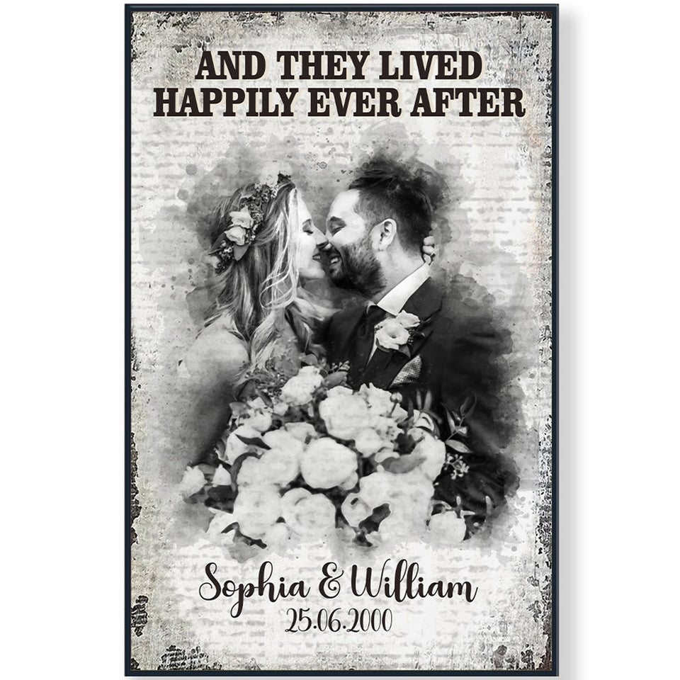 And They Lived Happily Ever After - Personalized Husband And Wife Canvas And Poster