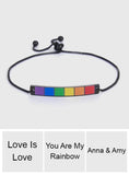 Any Text - Personalized LGBT Support Engraved Rainbow Bracelet