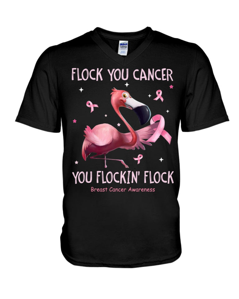 Flamingo Flock You Cancer - Breast Cancer Awareness T-shirt and Hoodie 0822