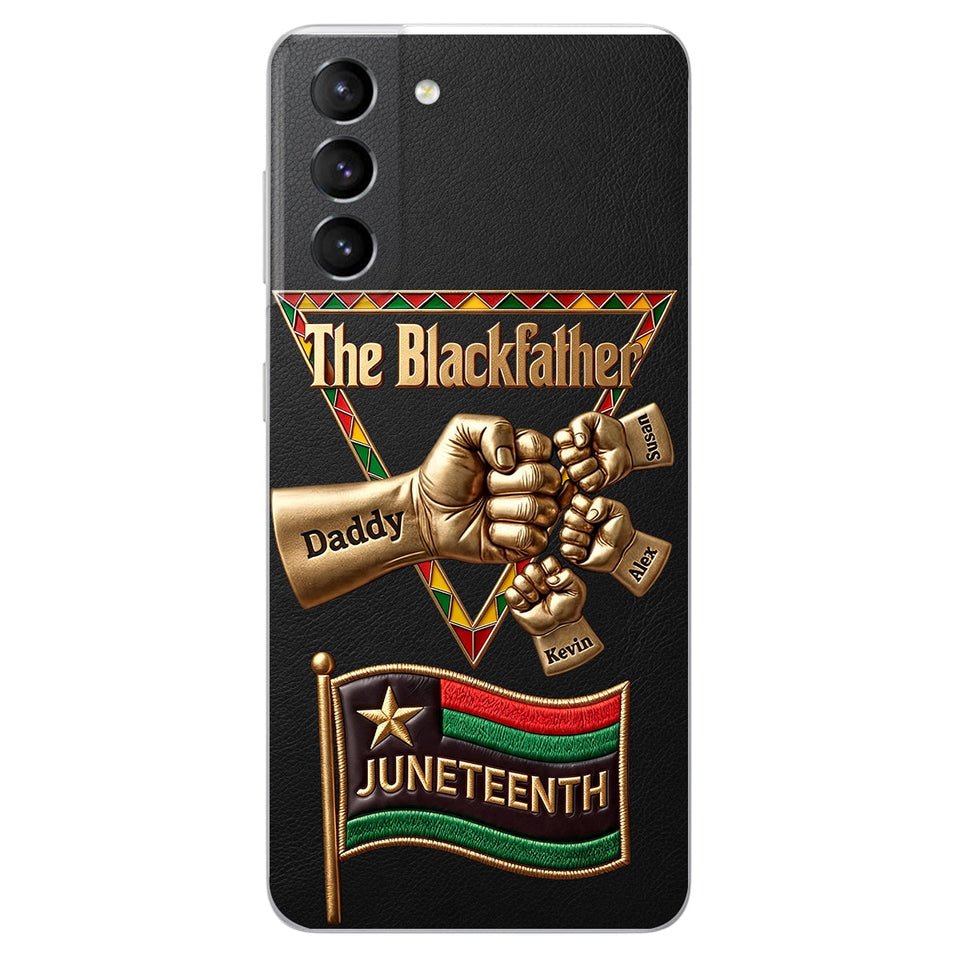 The Blackfather - Personalized Father 3D Embossed Leather Phone Case