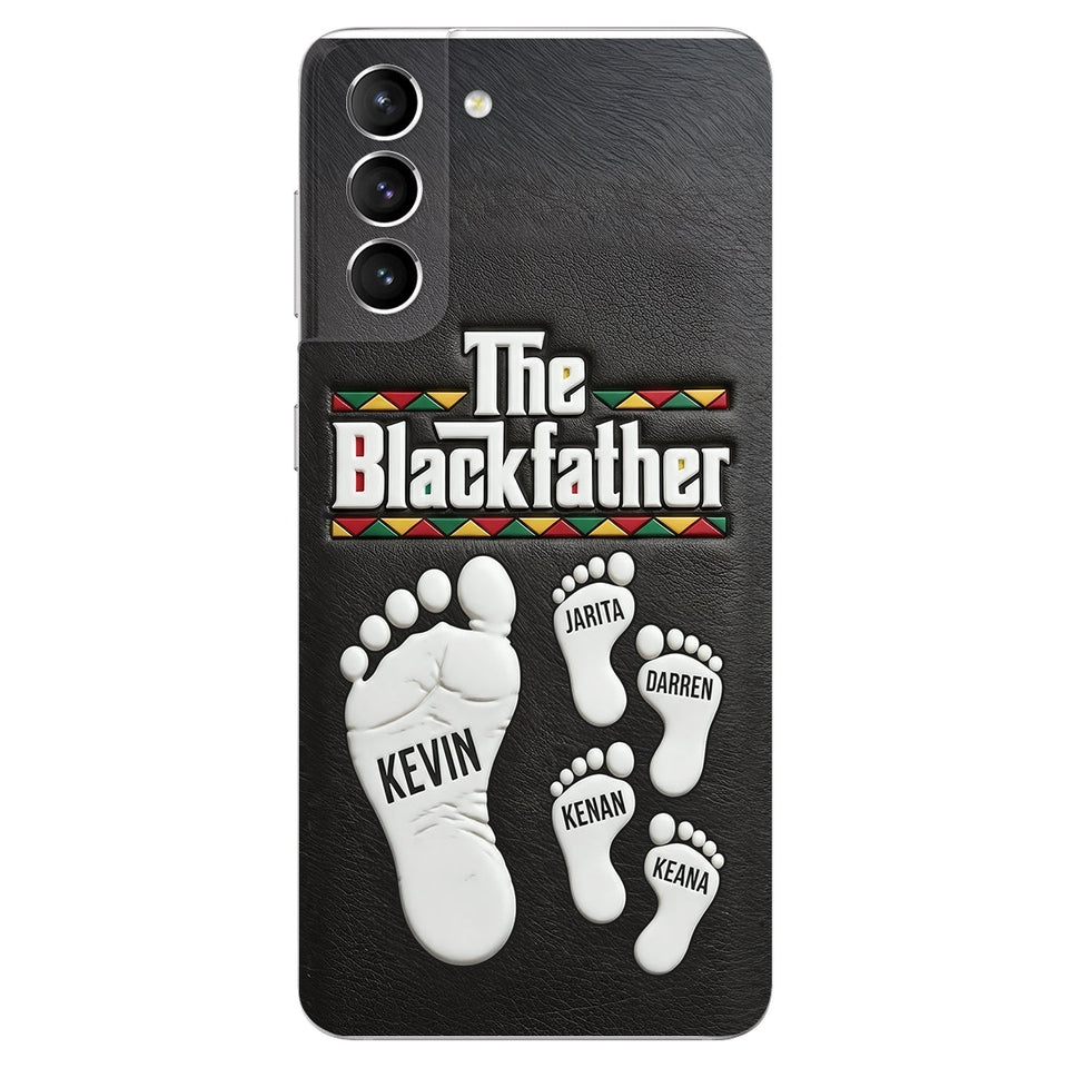 The Blackfather - Personalized Father 3D Embossed Leather Phone Case