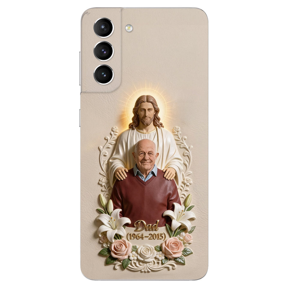 Memorial Gift Idea, Gift for Lost of Loved Ones - Personalized Memorial 3D Embossed Leather Phone Case