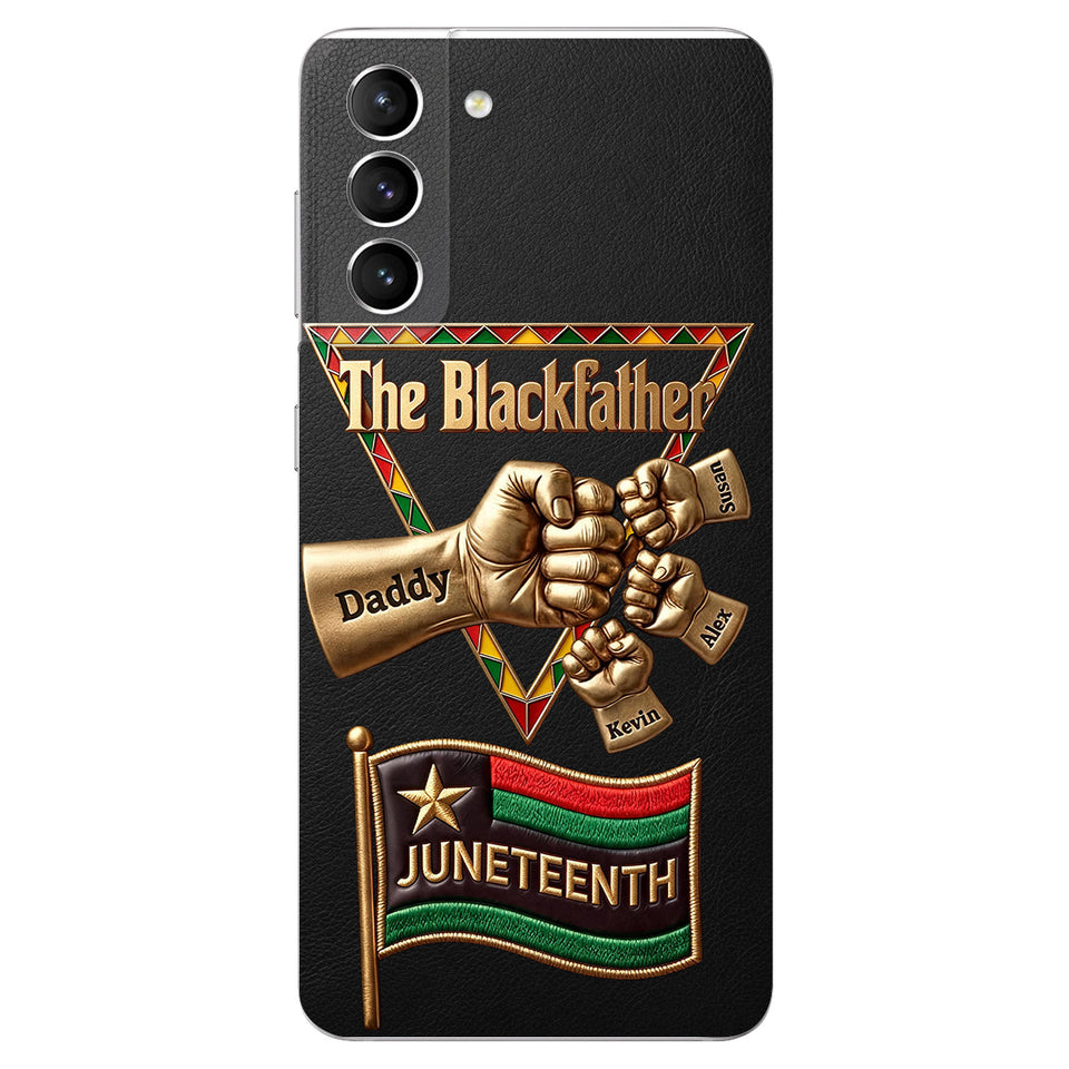 The Blackfather - Personalized Father 3D Embossed Leather Phone Case