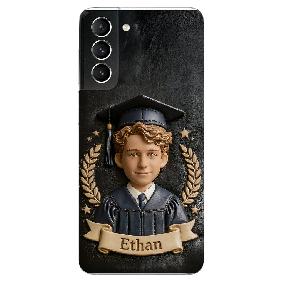 Graduation Gift - Personalized Graduation 3D Embossed Leather Phone Case
