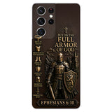 Put On The Full Amor Of God, Gift for Christians - Personalized Christian 3D Embossed Leather Phone Case