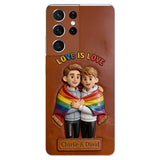 Love Is Love - Personalized LGBT Support 3D Embossed Leather Phone Case
