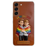 Love Is Love - Personalized LGBT Support 3D Embossed Leather Phone Case