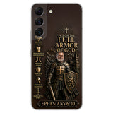 Put On The Full Amor Of God, Gift for Christians - Personalized Christian 3D Embossed Leather Phone Case