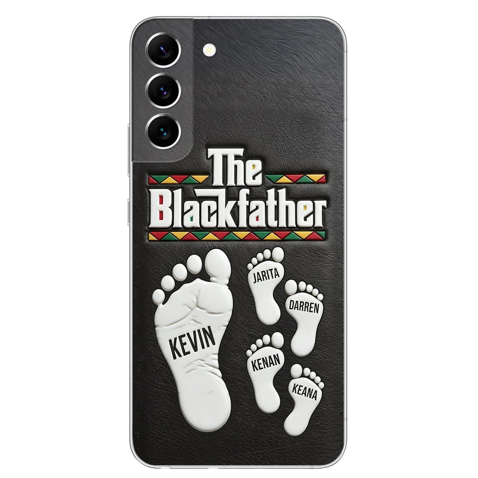 The Blackfather - Personalized Father 3D Embossed Leather Phone Case